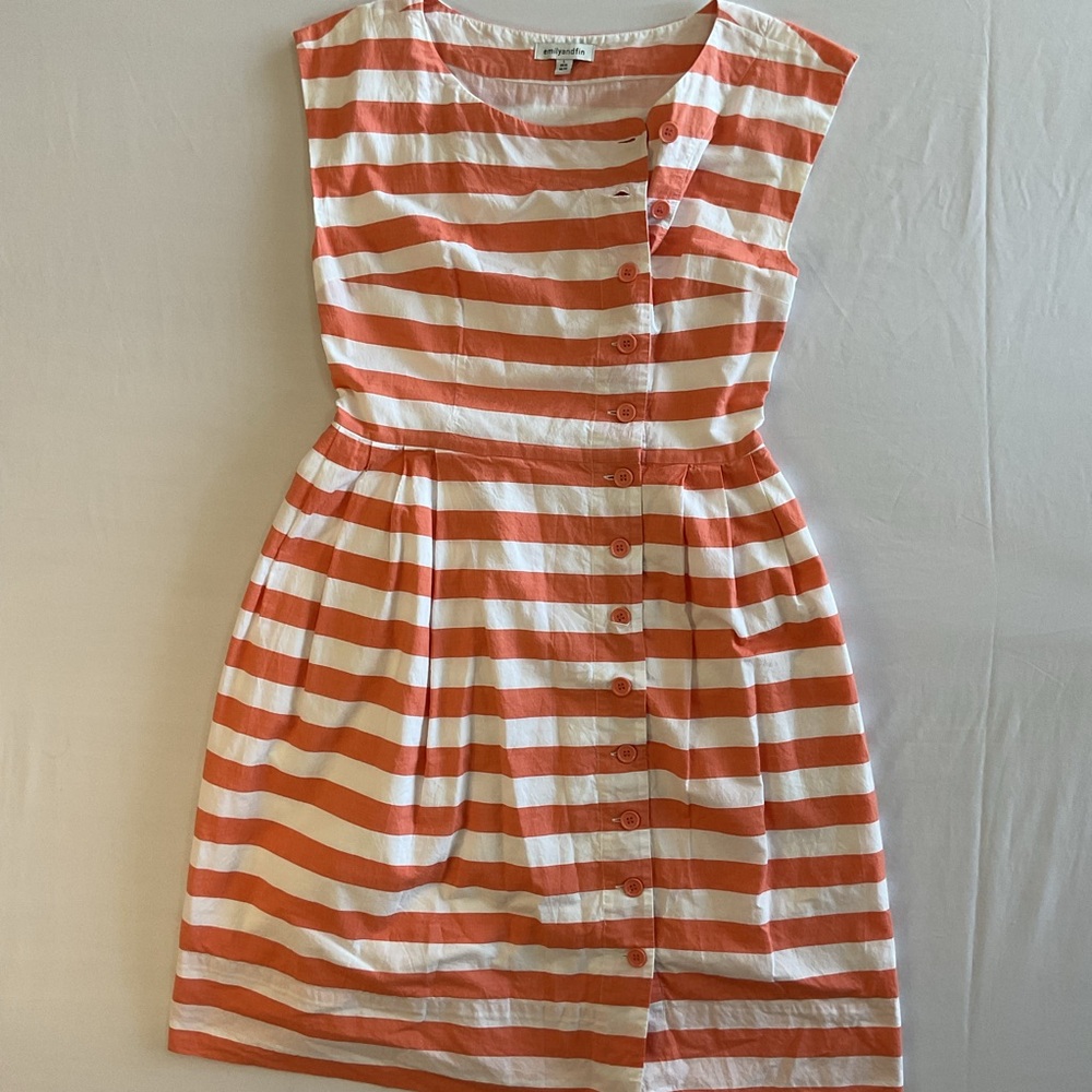 Casual Striped Midi Dress in Orange and White